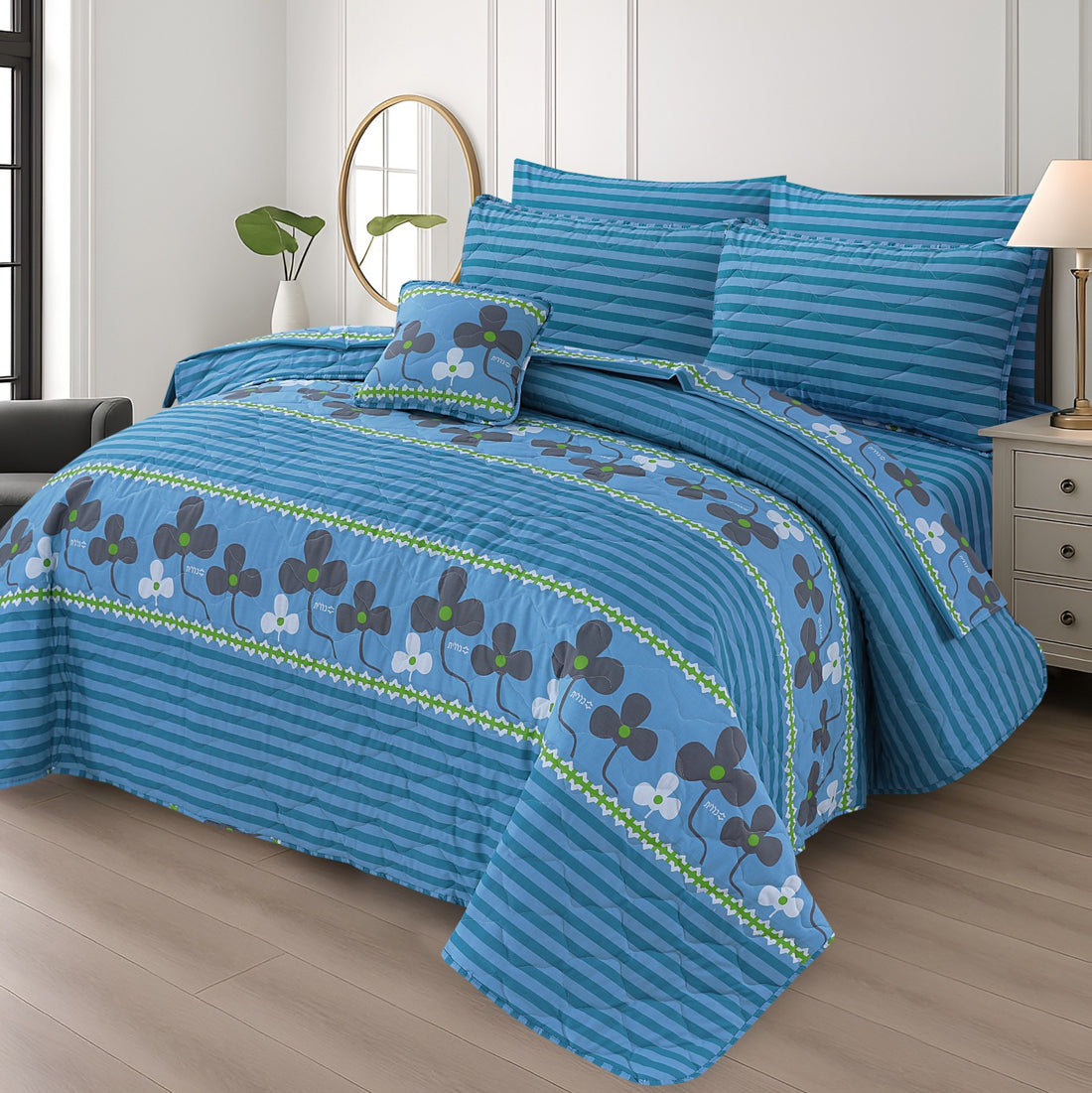 Floral & Striped - 7Pcs Cotton